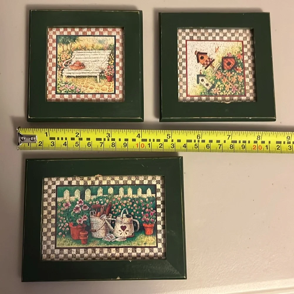 Set of three mini prints garden theme wall decor